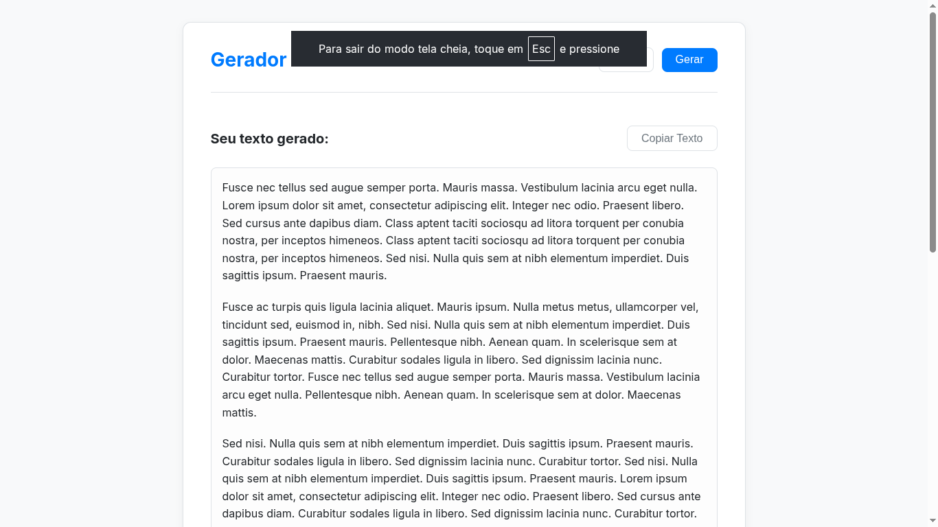 Gerador de Lorem Ipsum